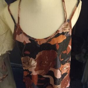 New,floral multicolor 2 spaghetti strappy loose fit stretch top size medium.